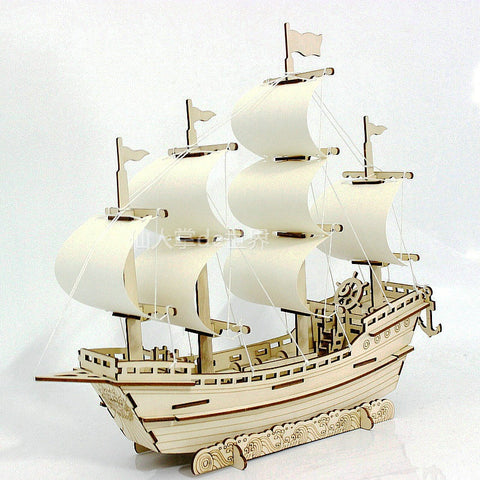 3D DIY Wooden Jigsaw Puzzle Model Building Kits - Sailing Ship