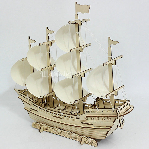 3D DIY Wooden Jigsaw Puzzle Model Building Kits - Sailing Ship