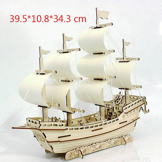 3D DIY Wooden Jigsaw Puzzle Model Building Kits - Sailing Ship