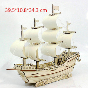 3D DIY Wooden Jigsaw Puzzle Model Building Kits - Sailing Ship