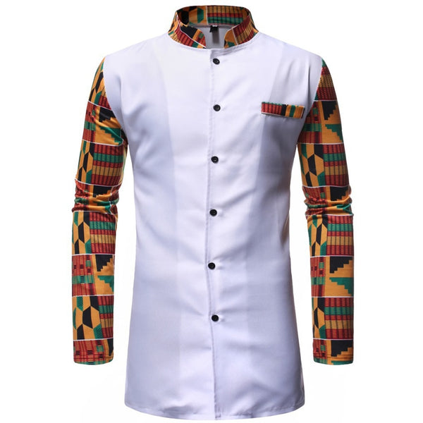 Mens 2piece Dashiki Set - Collar With Full Sleeve Shirt & Trousers