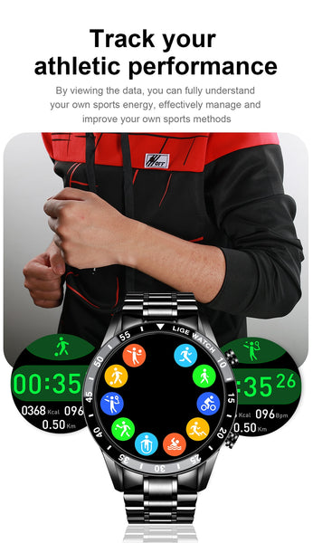 Mens LIGE Luxury Brand Multifunctional Smart Watch