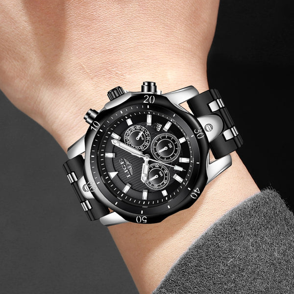 Mens LIGE Top Brand Luminous Quartz WristWatch - Life Waterproof, Military, Stop Watch, Shock Resistant, Auto Date, Chronograph, Complete Calendar