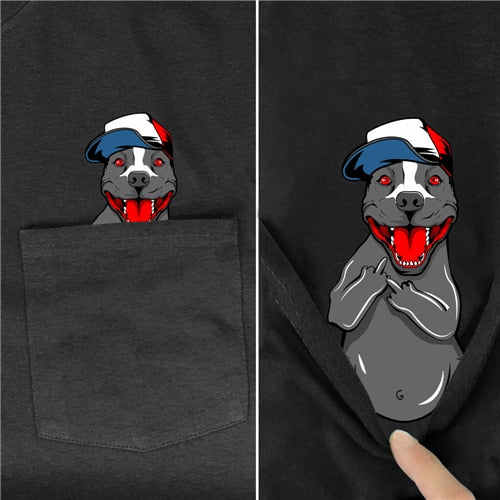 Boxer with baseball cap in Pocket Giving Finger T-shirt