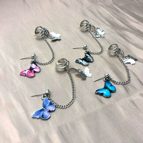 Womens Fashion Butterfly Clip Pierced Earrings - Crosses Butterflies, Different Varieties