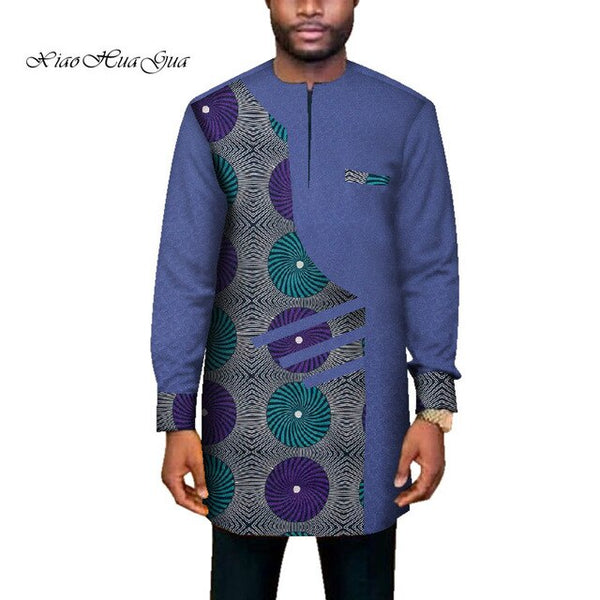 Mens African Clothing Dashiki Shirt + Ankara Pant Set