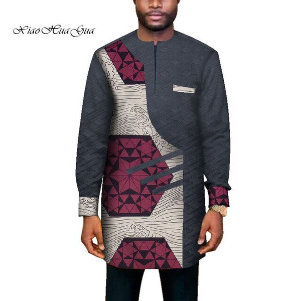Mens African Clothing Dashiki Shirt + Ankara Pant Set