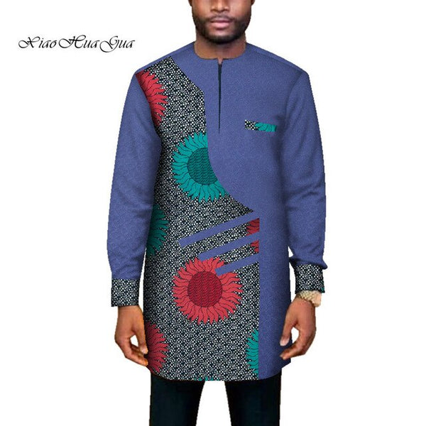 Mens African Clothing Dashiki Shirt + Ankara Pant Set