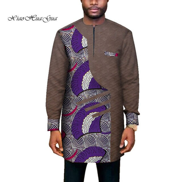 Mens African Clothing Dashiki Shirt + Ankara Pant Set