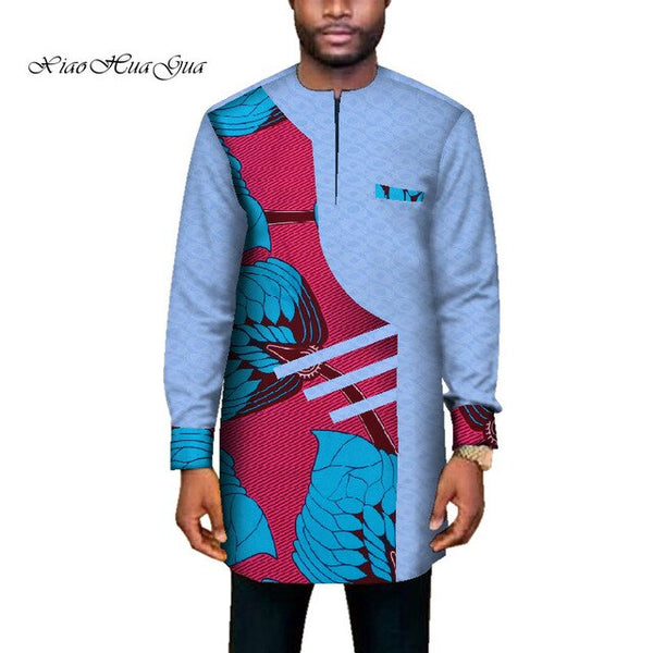 Mens African Clothing Dashiki Shirt + Ankara Pant Set