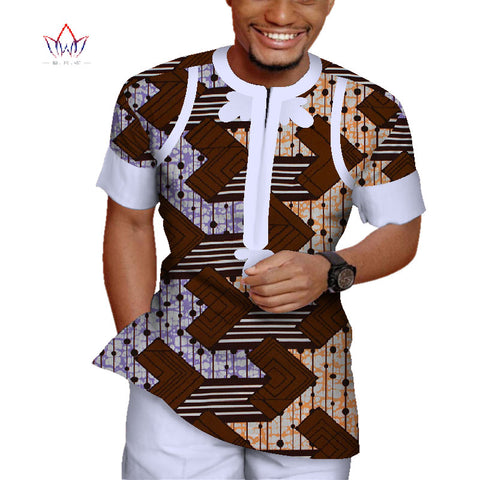 Mens Dashiki African Clothing, Shirt and pants 2pc set, Bazin Riche
