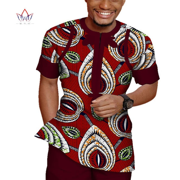 Mens Dashiki African Clothing, Shirt and pants 2pc set, Bazin Riche