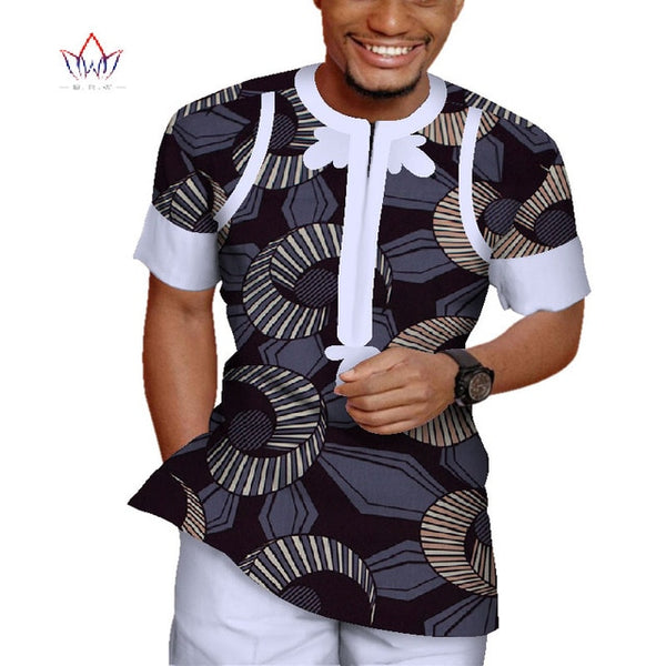 Mens Dashiki African Clothing, Shirt and pants 2pc set, Bazin Riche
