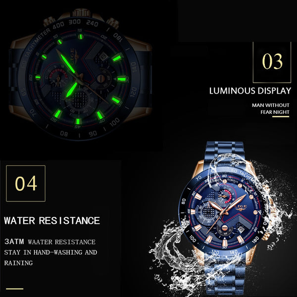 Mens Top Brand Luxury Chronograph Quartz Watch