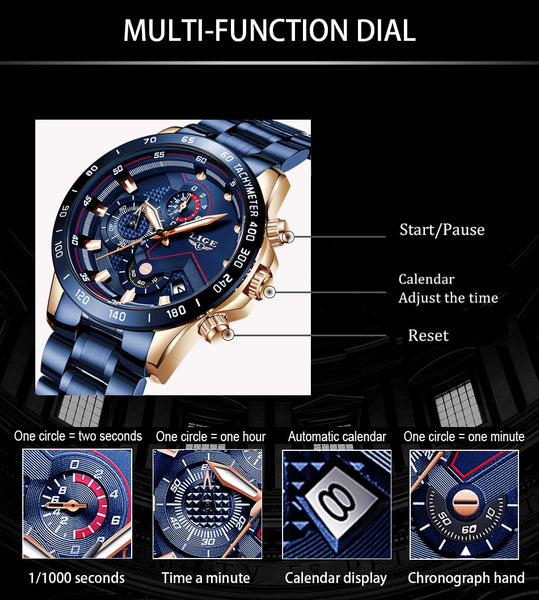 Mens Top Brand Luxury Chronograph Quartz Watch