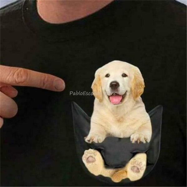 Animal in T-shirt Pocket giving the finger Golden Retriever