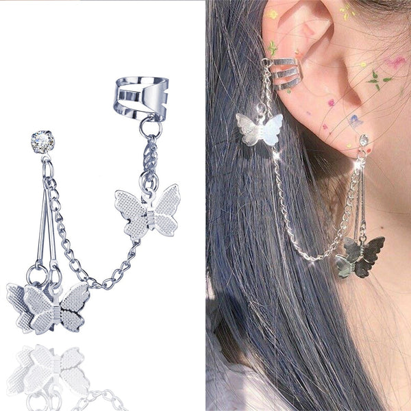 Womens Fashion Butterfly Clip Pierced Earrings - Crosses Butterflies, Different Varieties