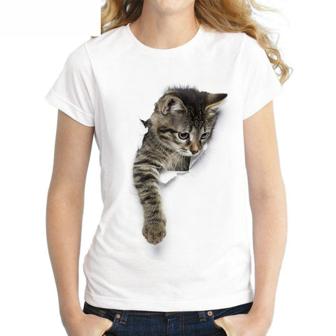 3D Kitten Punch Through Paper T-shirt