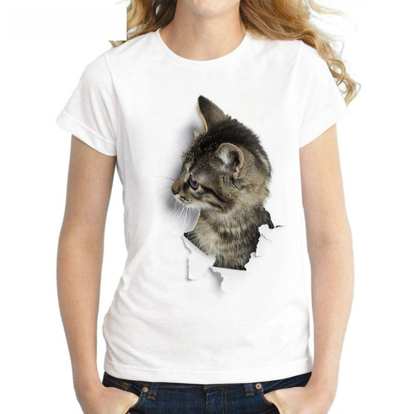 3D Kitten Punch Through Paper T-shirt