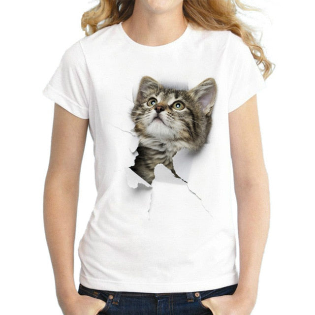 3D Kitten Punch Through Paper T-shirt