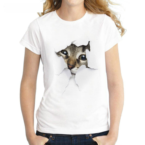 3D Kitten Punch Through Paper T-shirt