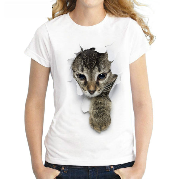 3D Kitten Punch Through Paper T-shirt