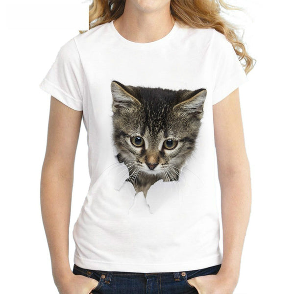 3D Kitten Punch Through Paper T-shirt