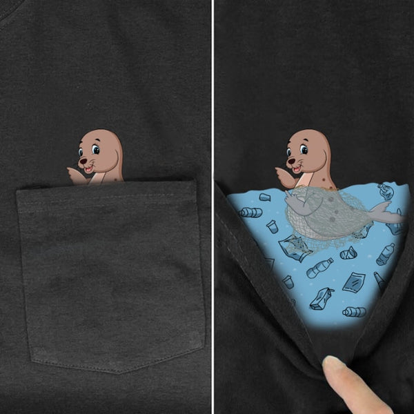 Animal in T-shirt Pocket giving the finger Seal