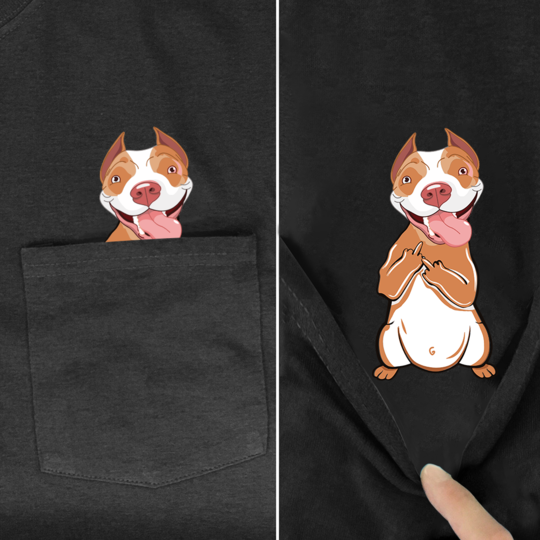 Animal in T-shirt Pocket giving the finger Rotweiler