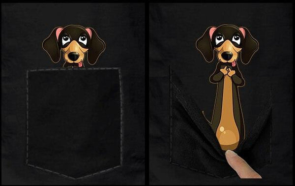Animal in T-shirt Pocket giving the finger tiny dog