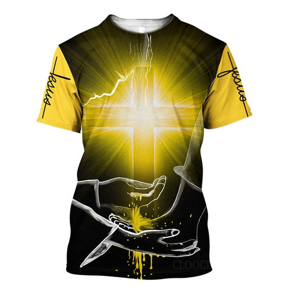 Mens and Womens Jesus Cross Hands T-Shirt