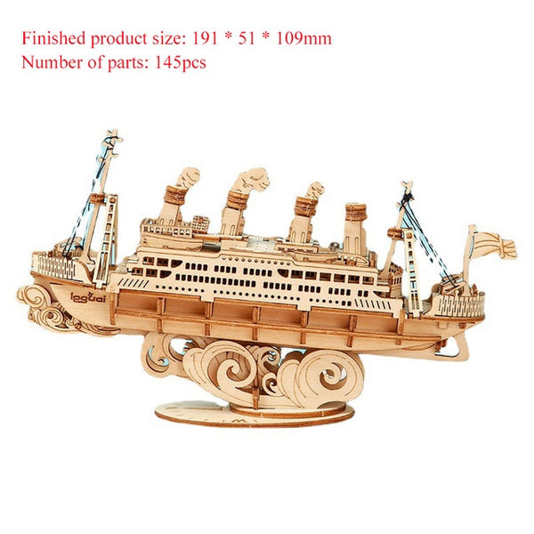 DIY Wooden Puzzle Assembly Kits - Ships, Music Box, Train and more