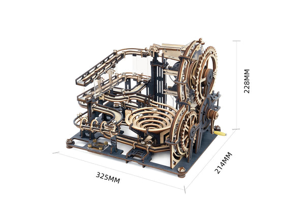 DIY Wooden Waterwheel Coaster Puzzle - Mechanical Gear Transmission, Marble Night City