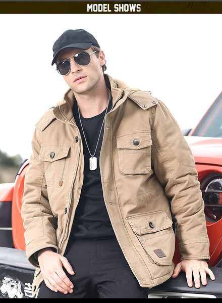 Mens Winter Military Jacket w Cargo Pockets