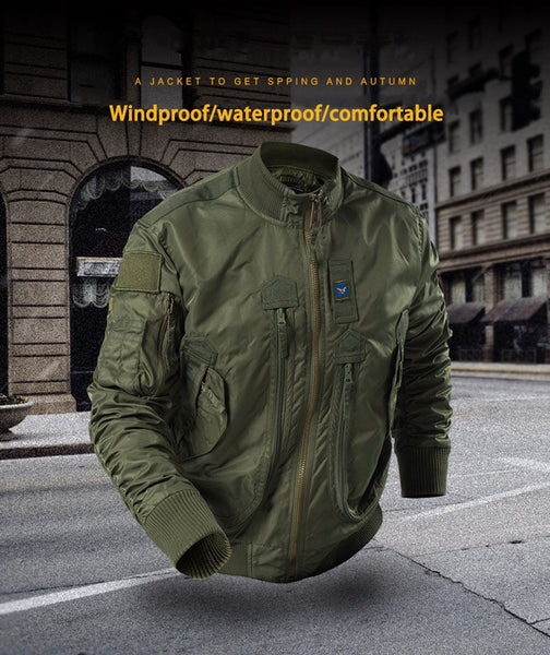Mens Tactical Military Bomber Jacket Windproof Multipockets