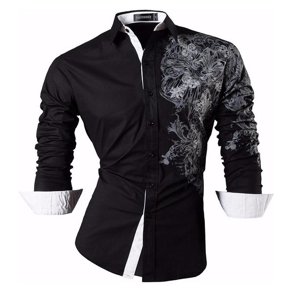 Mens Casual Slim Fit Dress Shirt -  Dragon