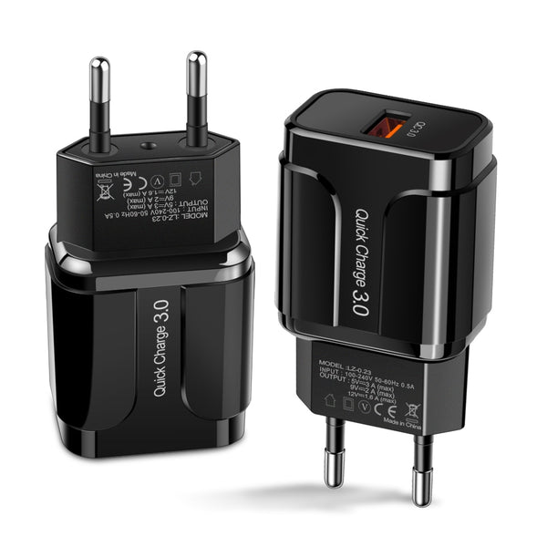 3A Quick EU Wall Charger 3.0 USB iPhone Samsung Xiaomi