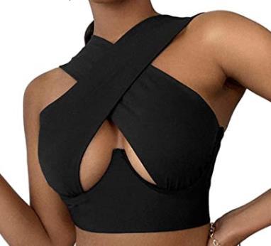 Womens Sexy Criss Cross Sleeveless Cutout Front Tops