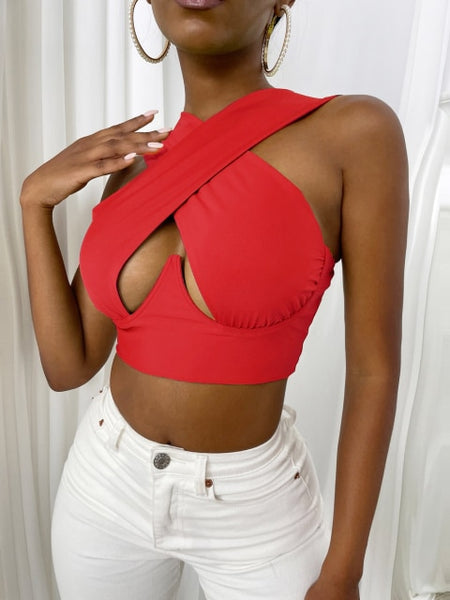 Womens Sexy Criss Cross Sleeveless Cutout Front Tops