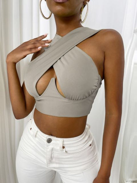 Womens Sexy Criss Cross Sleeveless Cutout Front Tops