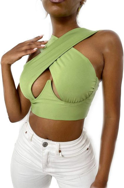 Womens Sexy Criss Cross Sleeveless Cutout Front Tops