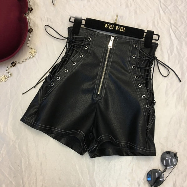 Womens Sexy High Waist Lace Up Denim Shorts