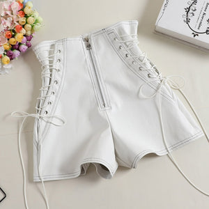 Womens Sexy High Waist Lace Up Denim Shorts