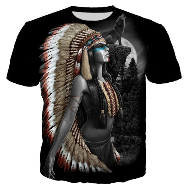 3D T-Shirts - Indians and Ferocious Wolves