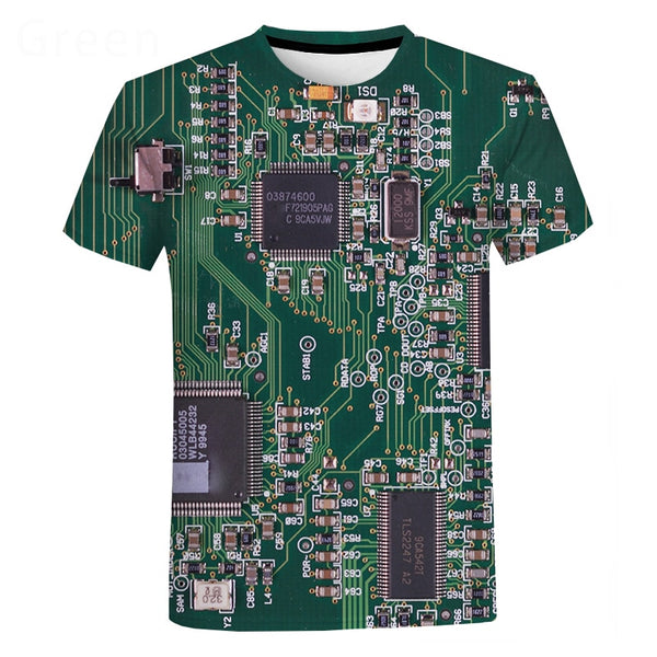 3D Electronic Chip Print T-shirts