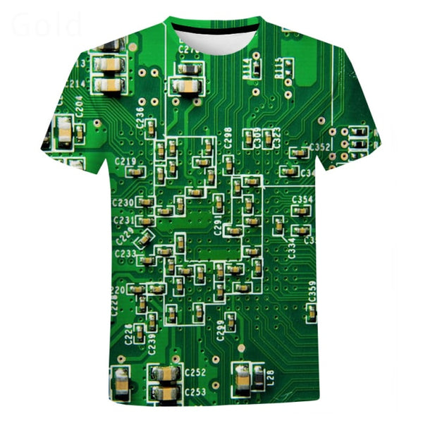 3D Electronic Chip Print T-shirts