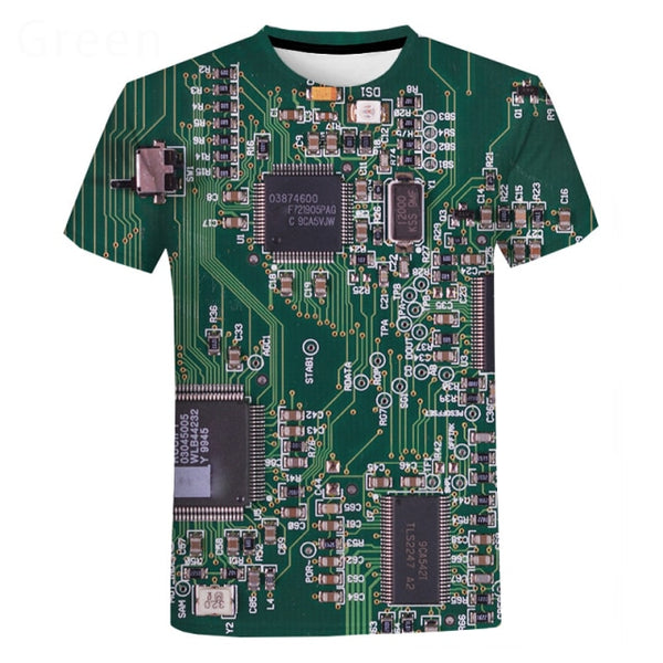 3D Electronic Chip Print T-shirts