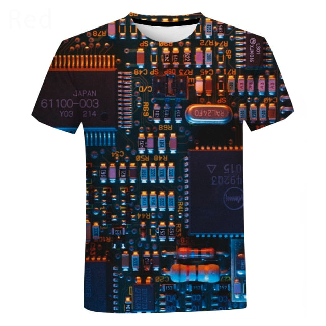 3D Electronic Chip Print T-shirts