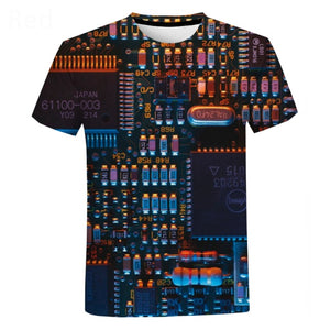 3D Electronic Chip Print T-shirts