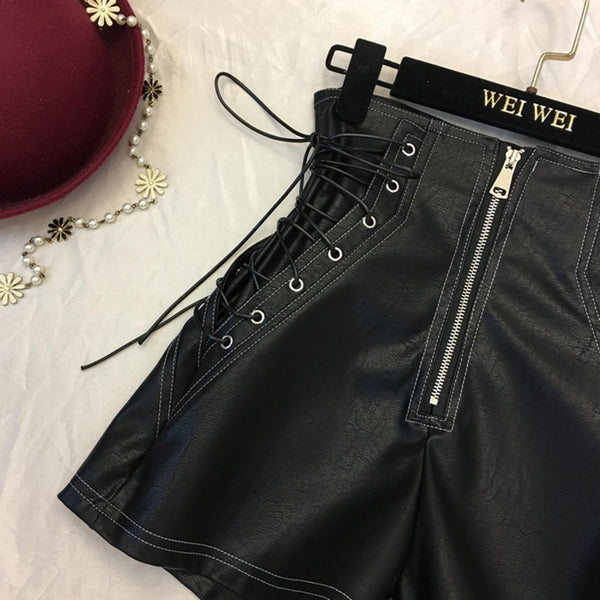 Womens Sexy High Waist Lace Up Denim Shorts